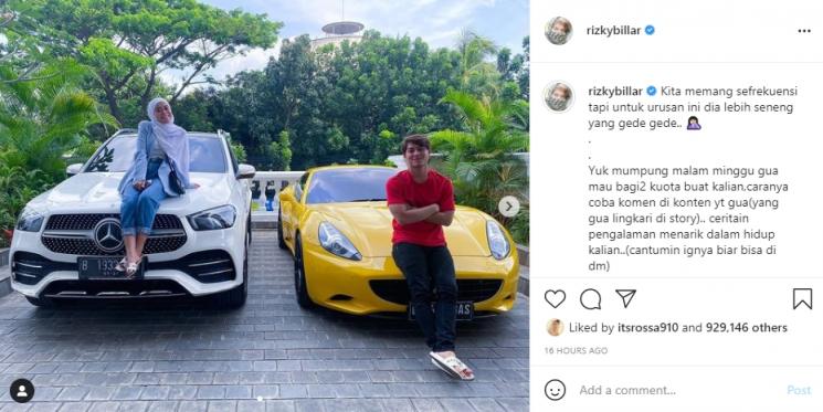 Rizky Billar dan Lesti Kejora. (Instagram/rizkybillar)