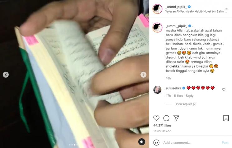 Umi Pipik Terenyuh Lihat Hobi Baru Anaknya. (Instagram/_ummi_pipik_)