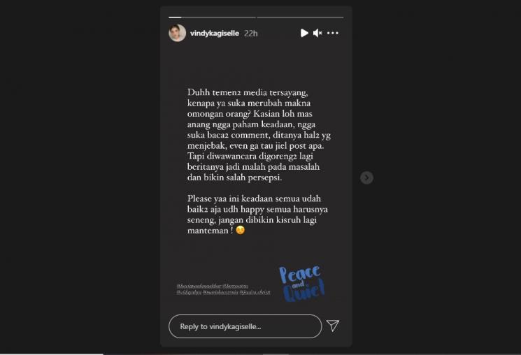 Suteng dan Vindyka Giselle pasang badan untuk keluarga Anang Hermansyah. (Instagram/vindykagiselle)