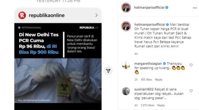 Postingan Hotman Paris. (Instagram/@hotmanparisofficial)