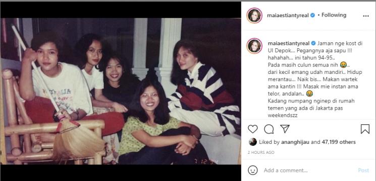 Maia Estianty nostalgia dengan potret zaman kuliah. (Instagram/maiaestiantyreal)