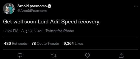 Chef Arnold sebut Lord Adi sakit. (Twitter)