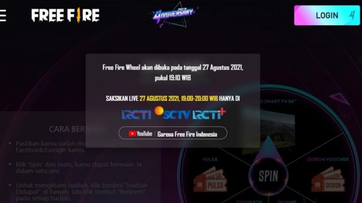 Cara Main Free Fire Wheel, Dapatkan Samsung Smart TV Malam Ini - Cara Main Free Fire Wheel (freefire.garena.co.id/spin)