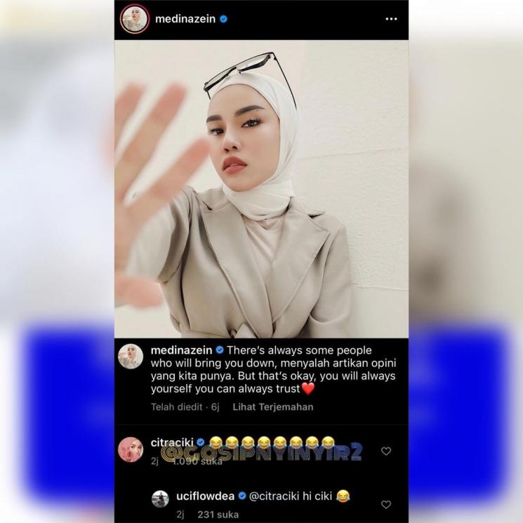 Citra Kirana tertawakan postingan Medina Zein. (Instagram)