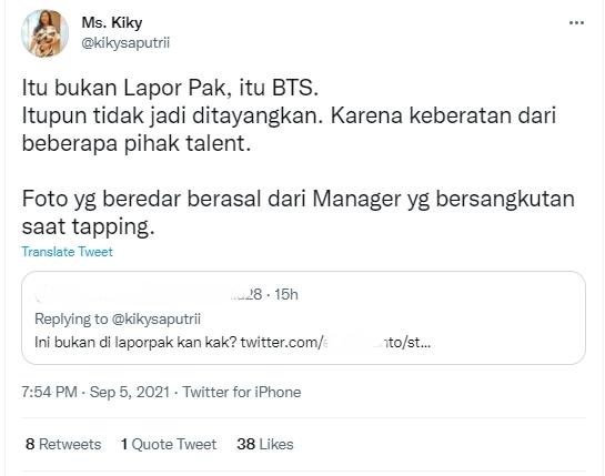 Kiky Saputri ungkap acara Lapor Pak tak akan mengundang Saipul Jamil. (Twitter/kikysaputrii)