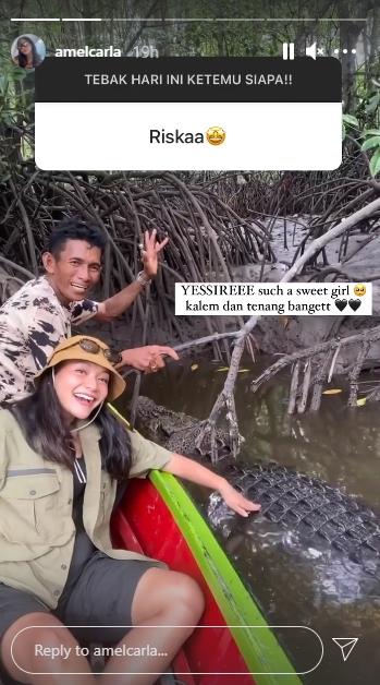 Potret Amel Carla Bertemu Buaya Legend (Instagram/@amelcarla)