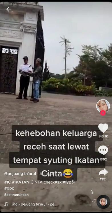 Video Keluarga lewat tempat syuting Ikatan Cinta (TikTok)