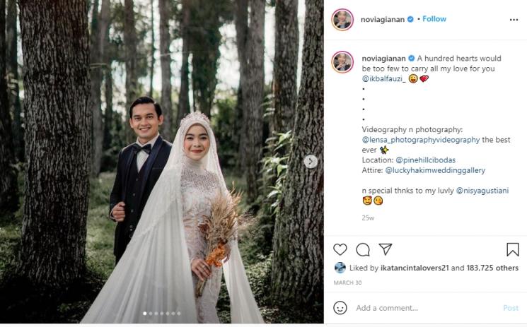 Potret Kemesraan Ikbal Fauzi dan Istri (Instagram/@noviagianan)