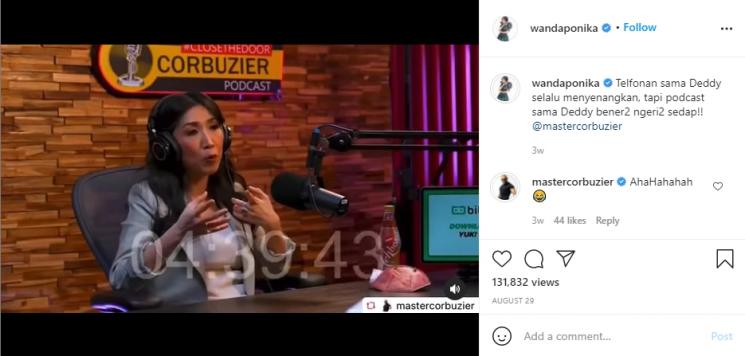 Wanda Ponika blak-blakan soal bayaran di podcast Deddy Corbuzier. (Instagram/wandaponika)