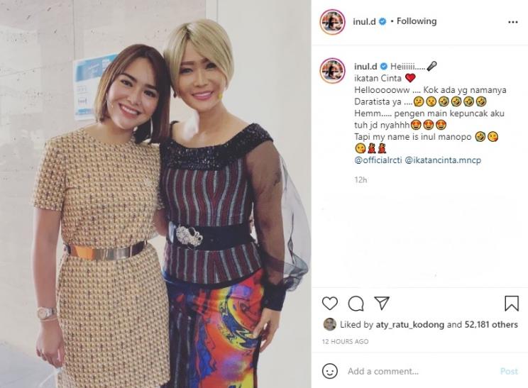 Inul Daratista bertemu Amanda Manopo. (Instagram/inul.d)