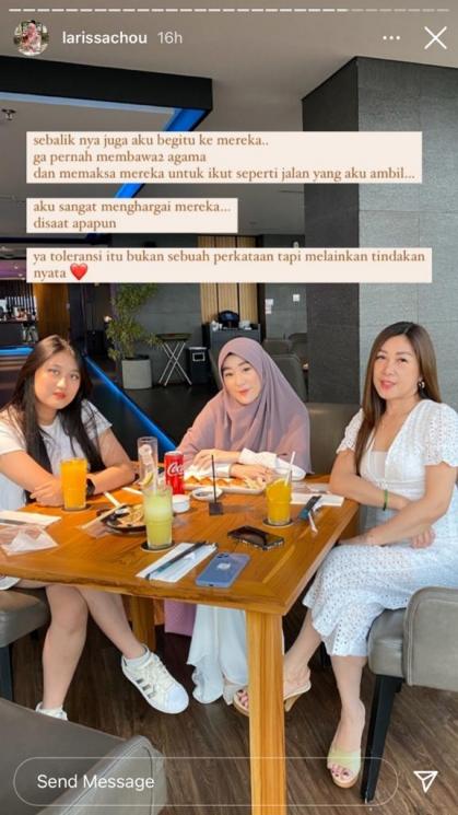 Larissa Chou mengungkapkan perlakuan ibunda dan adiknya. (Instagram/larissachou)