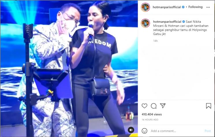 Hotman Paris dan Nikita Mirzani nyanyi di klub malam. (Instagram/hotmanparisofficial)