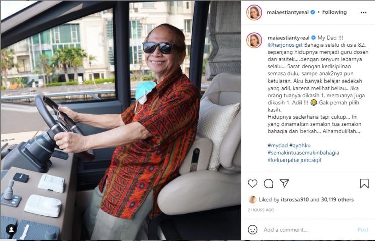 Maia Estianty memperlihatkan potret terkini ayahnya, Harjono Sigit. (Instagram/maiaestiantyreal)