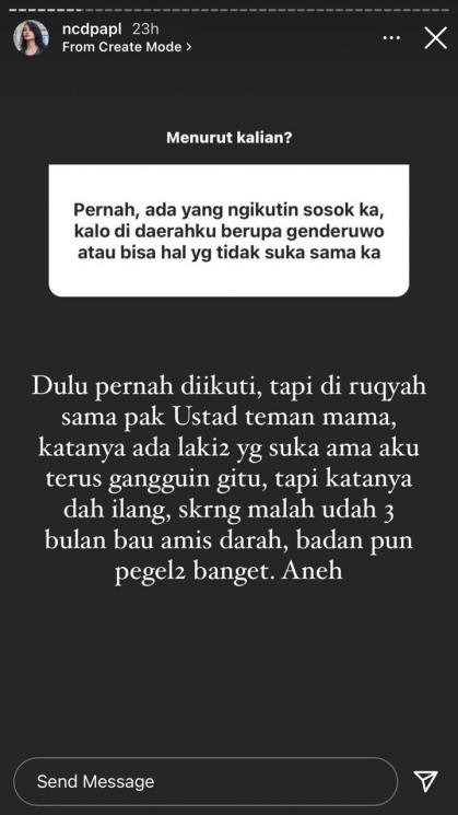 Nora Alexandra alami kejadian aneh. (Instagram/ncdpapl)