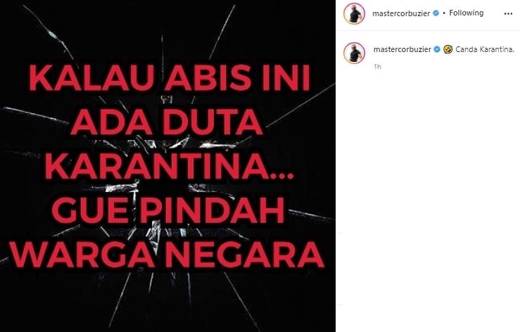 Postingan Deddy Corbuzier. (Instagram/@mastercorbuzier)