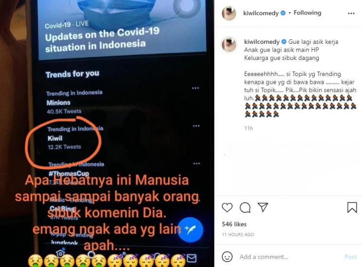 Kiwil menghujat dirinya sendiri. (Instagram/kiwilcomedy)
