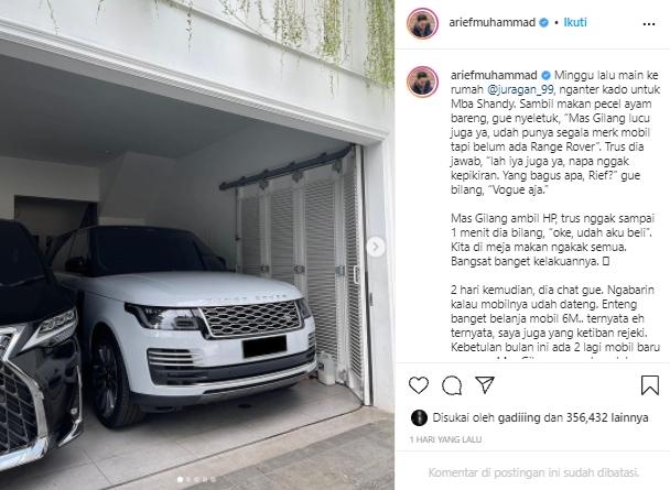 Postingan Arief Muhammad (instagram.com)