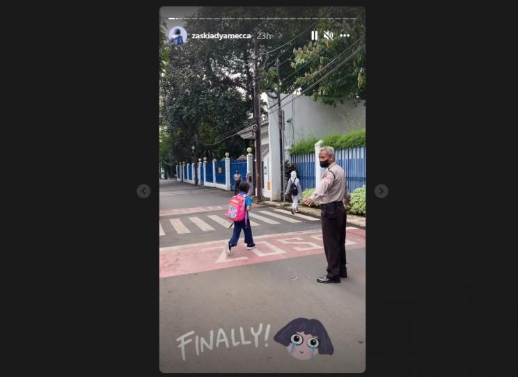 Anak Zaskia Adya Mecca mulai sekolah tatap muka. (Instagram/zaskiadyamecca)