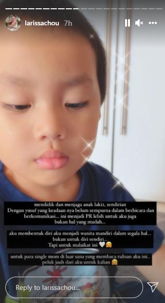Larissa Chou curhat soal anaknya. (Instagram/@larissachou)