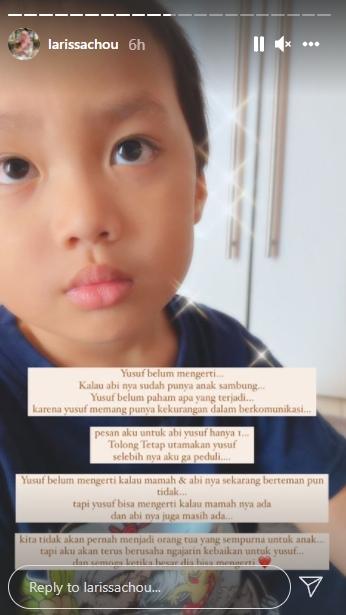 Larissa Chou curhat soal anaknya. (Instagram/@larissachou)