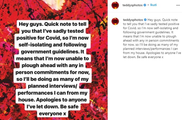 Ed Sheeran positif Covid-19 (Instagram/@teddysphotos)