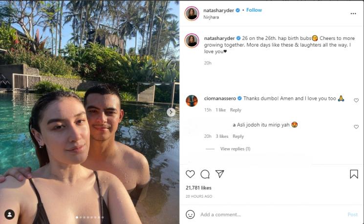 Natasha Ryder rayakan ulang tahun Ciccio Manassero. (Instagram/natasharyder)