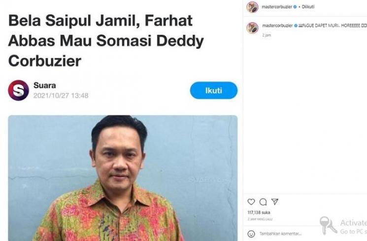 Postingan Deddy Corbuzier (Instagram.com)