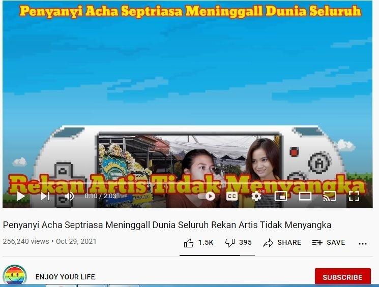 Kabar hoaks Acha Septriasa meninggal dunia. (YouTube)