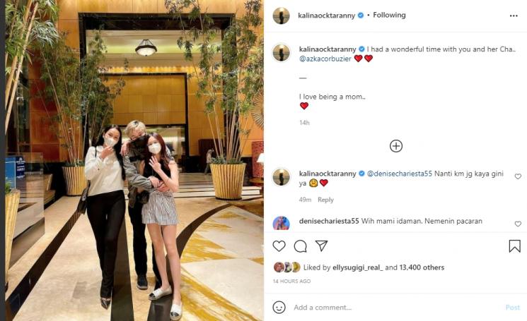 Kalina Ocktaranny dinner bareng Azka Corbuzier dan pacarnya. (Instagram/kalinaocktaranny)