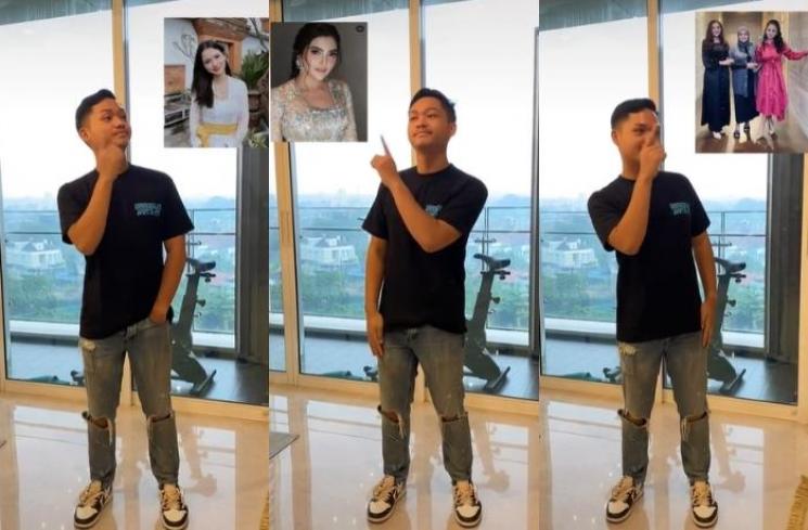 Azriel Hermansyah pamerkan foto Sarah Menzel, Ashanty kemudian Krisdayanti. (TikTok/@azriel_hermansyah)