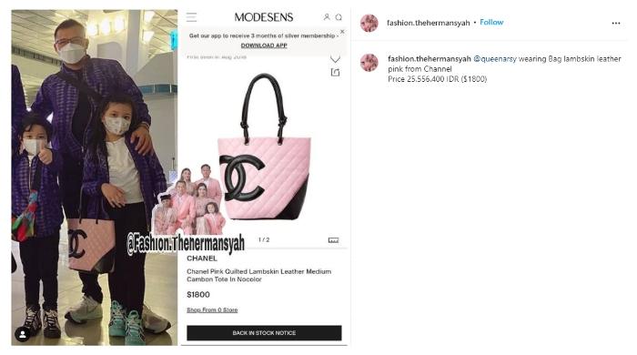 Tas mewah Arsy Hermansyah. (Instagram/@fashion.thehermansyah)