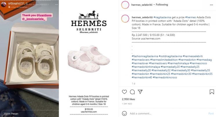 Sepatu Adik Rafathar. (Instagram/@hermesselebritii)