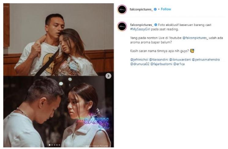 Tiara Andini dan Jefri Nichol dalam My Sassy Girl Indonesia. (Instagram/@falconpictures_)