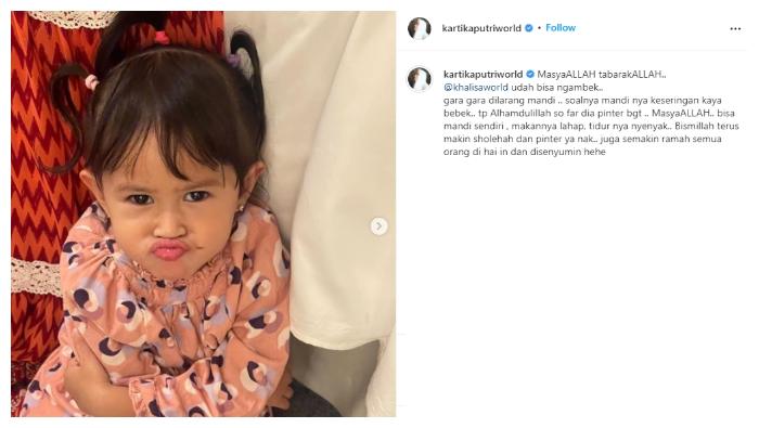 Kartika Putri ceritakan perkembangan Baby Khalisa. (Instagram/@kartikaputriworld)