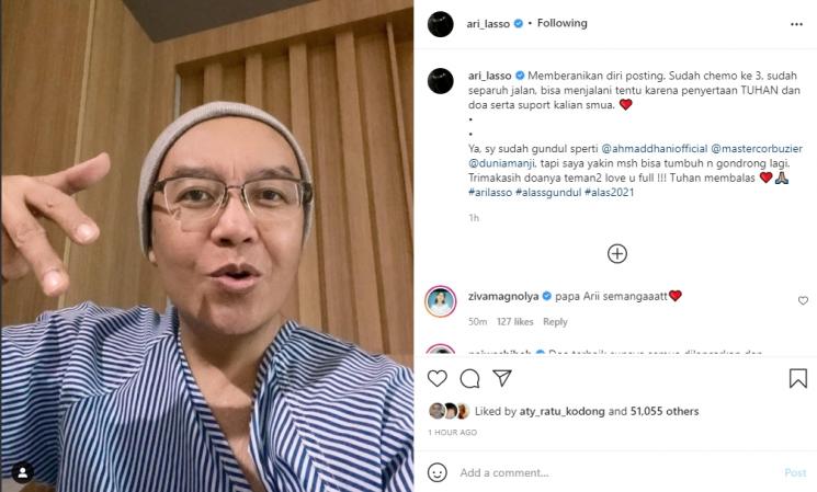 Ari Lasso pamer potret terbaru usai kemoterapi. (Instagram/ari_lasso)