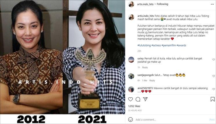 Foto dulu dan sekarang Lulu Tobing banjir pujian. (Instagram/artis.indo_hits)