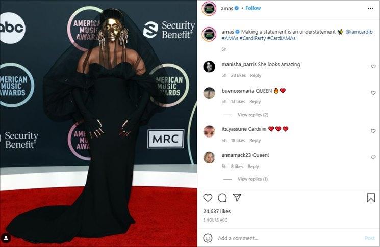 Penampilan nyentrik Cardi B di American Music Awadrs (AMAs) 2021. (Instagram/@amas)