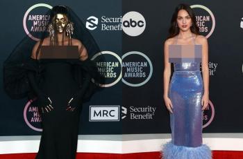 7 Adu Gaya Artis di AMAs 2021, Topeng Emas sampai Gaun Metalik Transparan!