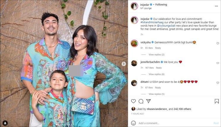 Jessica Iskandar unggah foto pamer perut. (Instagram/@inijedar)