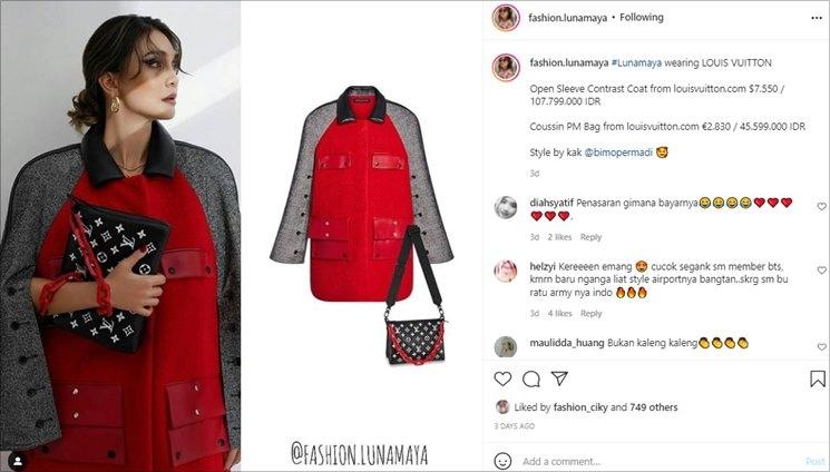Luna Maya pakai baju simpel, harganya ternyata ratusan juta. (Instagram/@fashion.lunamaya)
