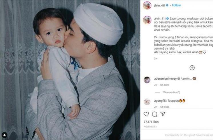Potret Alvin Faiz dan sang anak sambung, Zayn. (Instagram/@alvin_411)