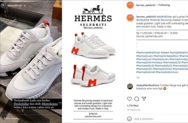 Hadiah ultah Rizky Billar untuk Atta Halilinar. (Instagram/@hermes_selebritii)