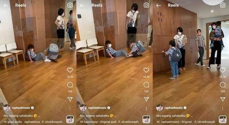 Tingkah manis anak Sandra Dewi, Raphael Moeis. (Instagram/@raphaelmoeis)
