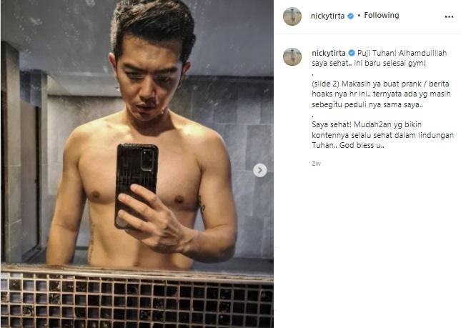 Nicky Tirta bantah kabar meninggal dunia. (Instagram/@nickytirta)