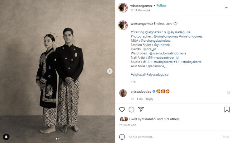 Al Ghazali dan Alyssa Daguise pemotretan pakai busana adat Jawa. (Instagram/winstongomez)