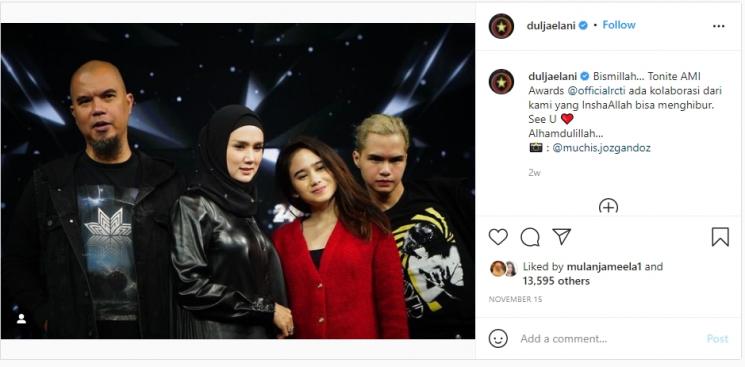 Potret Dekat Dul Jaelani dan Mulan Jameela (Instagram/duljaelani)