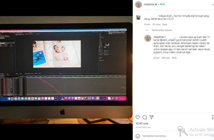 Postingan Nicky Tirta (instagram.com)
