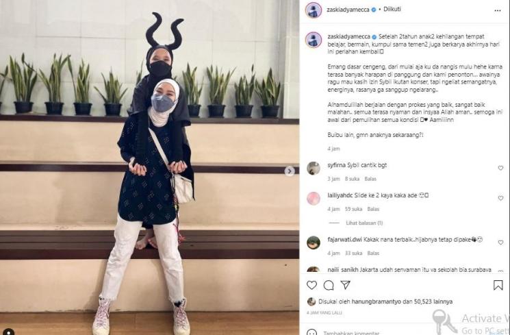 Zaskia Adya Mecca terharu lihat konser putri sulungnya (instagram.com)
