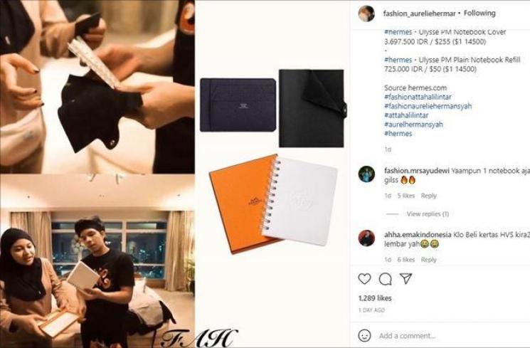 Atta Halilintar dapat kado buku merek Hermes, harganya mencengangkan. (@fashion_aureliehermansyah_atta)