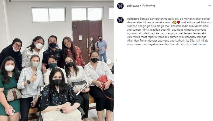 Laura Anna hadiri sidang perdana. (Instagram)
